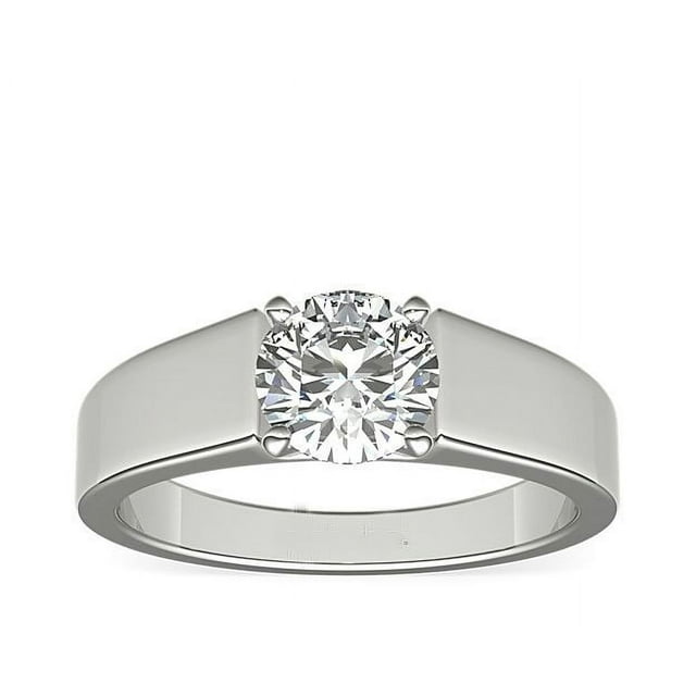 1.00 Carat Excellent Round Cut Real Diamond New Design Solitaire Ring for Wedding Solid 18K White Gold Size 11