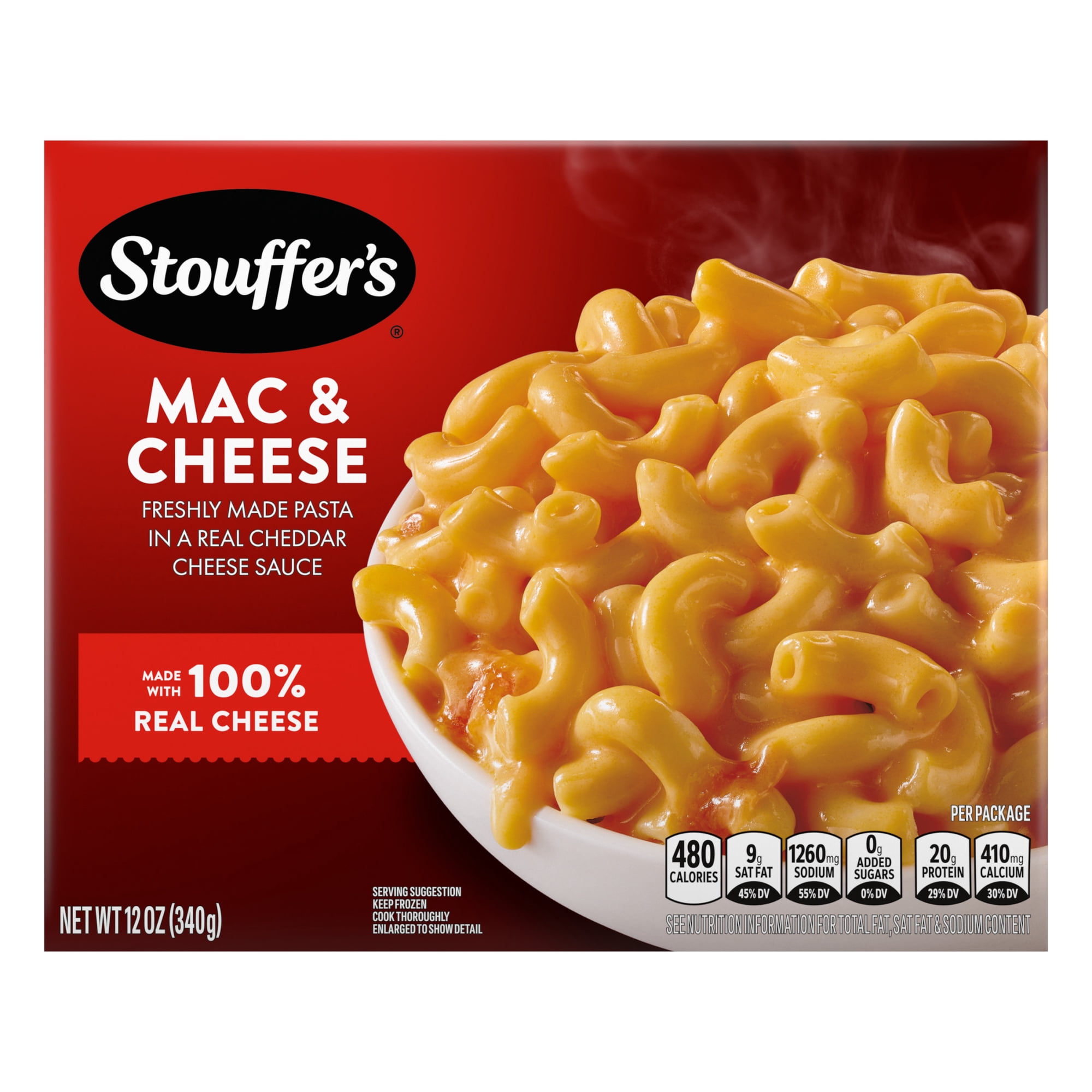 Stouffer's Mac & Cheese, Single Serve, Frozen Entrees for One, Ready to Cook Easy Dinners, Protein Frozen Meals 12 oz