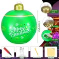 thumbnail image 3 of DADHOT Light Up PVC Inflatable Christmas Ball,24 Inch Large Outdoor Decorated Ball Outdoor Christmas Decorations,New Years Christmas Ornaments with Light,Remote for Yard & Pool Decorations (Green), 3 of 7