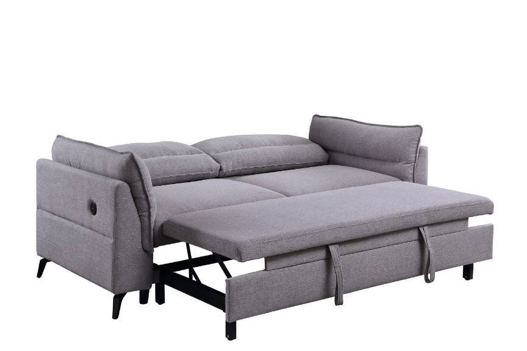 Gray Contemporary Living Room Furniture Pull-out Sleeper Sofa Built in USB Port - image 3 of 3
