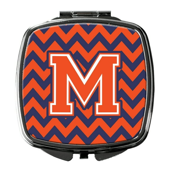 Letter M Chevron Orange and Blue Compact Mirror CJ1042-MSCM