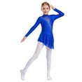 thumbnail image 2 of iixpin Girls Gymnastics Leotard Dress Irregular Figure Ice Skating Dresses Outfit Lyrical Ballet Dancewear Blue 10, 2 of 6