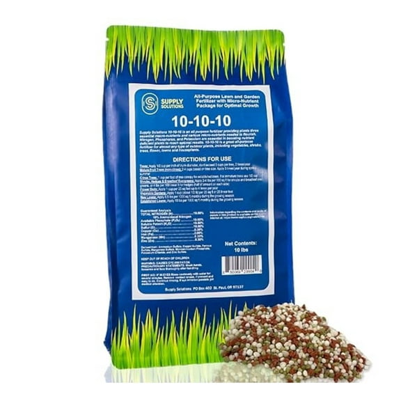 10-10-10 Complete Lawn & Garden Granular Fertilizer with Micronutrients – Balanced NPK Plant Food for Soil Health, & Roots – Safe for Vegetables, Fruits, Lawns (10 Pound)