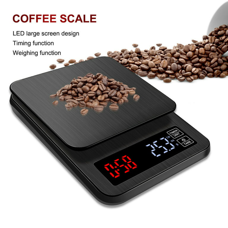 Electronic Coffee Scale with Timer Digital Kitchen Food Scale for Cooking  Baking Weighing with Precision Sensors(Black/5 