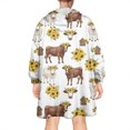 thumbnail image 2 of White Cow Sunflower Pattern Wearable Oversized Blanket,Wearable Blanket Hoodie for Adults,Cozy Hooded Blankets with Super Pockets,Super Warm Fuzzy Pullover for Women & Men, 2 of 6