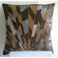 thumbnail image 3 of The HomeCentric Pillow Covers, Chocolate Brown Pillow Cover, Art Deco Pillow case, Pack of 2, 12x12 inch (30x30 cm Art Silk Square Pillowcase, Geometric Pillow Cover, Striped - Glamorous Splash, 3 of 5