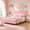 Pink, variant on Catrimown Queen Size Bed Frame, Upholstered Platform Bed Frame with Wingback Diamond Tufted Headboard, Black