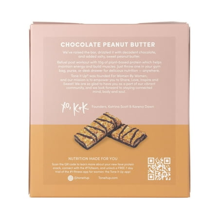 Tone It Up Plant Based Protein Bars, Chocolate Peanut Butter, 10g Protein, 4 Count