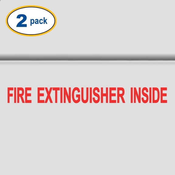 Set of 2 - Fire Extinguisher Inside Vinyl Decal Sticker Safety Sign for Commercial Semi Truck Tractor Tow Van Emergency Decal Custom Trucker Decal Lettering Trucking (Style #1) (12" x 1.25", Red)