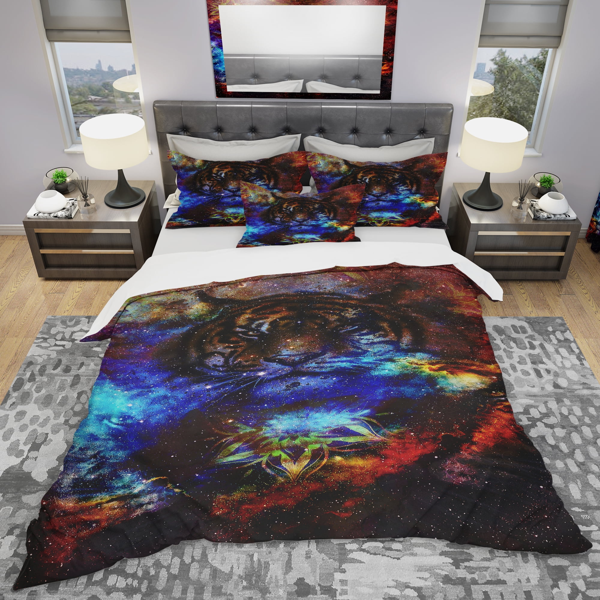 Designart 'Colorful Tiger Collage' Modern & Contemporary Duvet Cover Set
