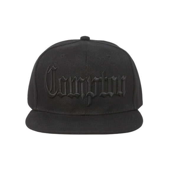 Compton Blackout Olde English Font Black Snapback Hat