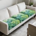 thumbnail image 3 of COEQINE Stretch Couch Cushion Cover Fitted Sectional Sofa Slipcover with Elastic Bottom Armchair Couch Cover Replacement Furniture Protector, 3 Pieces, Green Monstera Leaf, 3 of 8