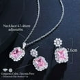 thumbnail image 5 of Elegant Pink CZ Flower Square Drop Necklace Earrings Silver Plated Jewelry Set, 5 of 9