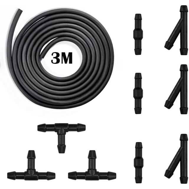 Windshield Wiper Fluid Hose Kit,3M - Windshield Wiper Nozzle Mist Washer Spray Hose,with Hose Connector 9Pcs