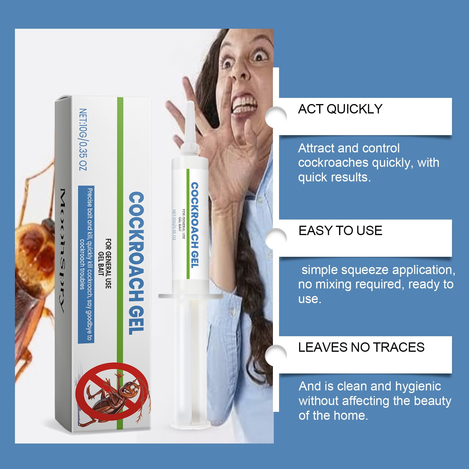 Alvantor Roach Killer Gel, 0.35oz, Fast-Acting Cockroach Control for Home Kitchens