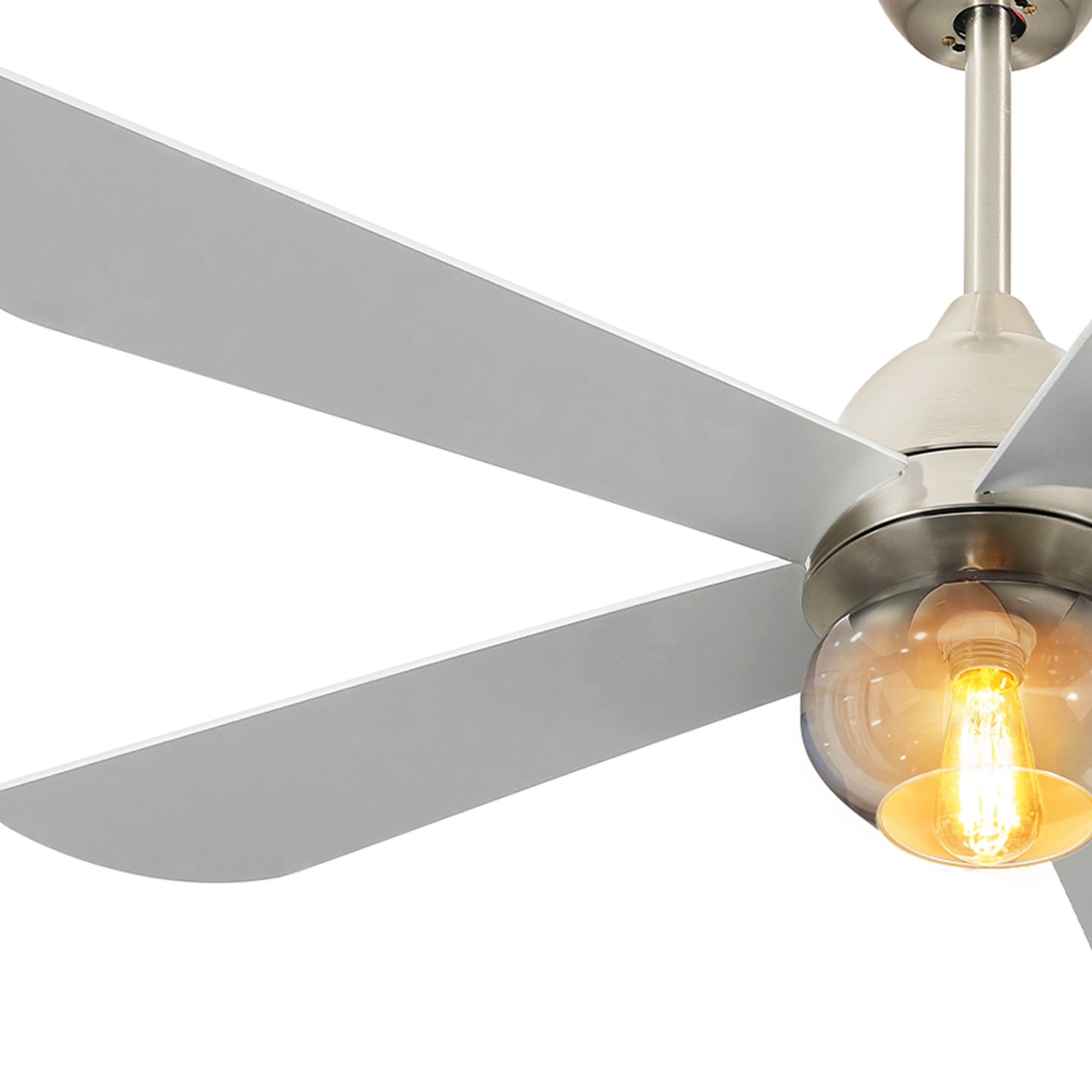 Uforic 52 inch Indoor Ceiling Fan with Light and Remote Control,Quiet 6-Speed Reversible DC Motor, 5 Blades - Silver