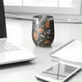 thumbnail image 3 of 12oz Stemless Wine Tumblers Halloween Pumpkin Skull Pattern Vacuum Insulated Stainless Steel Travel Tumbler Cups Mug with Lid and Straw for Champaign,Cocktail,Beer with Cleaning Brush, 3 of 5