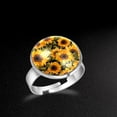 thumbnail image 5 of PhooArto Yellow Sunflower Patterns Stainless Steel Rings for Women, Open Adjustable Ring Promise Ring Jewelry Gifts, 5 of 5