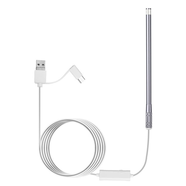Amdohai Caméra d'Endoscopie Auriculaire avec 6 Niveaux de Luminosité Réglables, DEL Réglables, Objectif 5,5 mm, Résolution 640*480, Résistance à l'Eau IP67, Caméra Otoscope d'Inspection, Outil Visuel de Nettoyage des Oreilles Compatible avec Android
