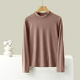 thumbnail image 2 of Rohuuque Thermal Shirts for Womens Mock Neck Solid Color Undershirt Velvet Fleeced Winter Warm Thermal Underwear Top Coffee, 2 of 5