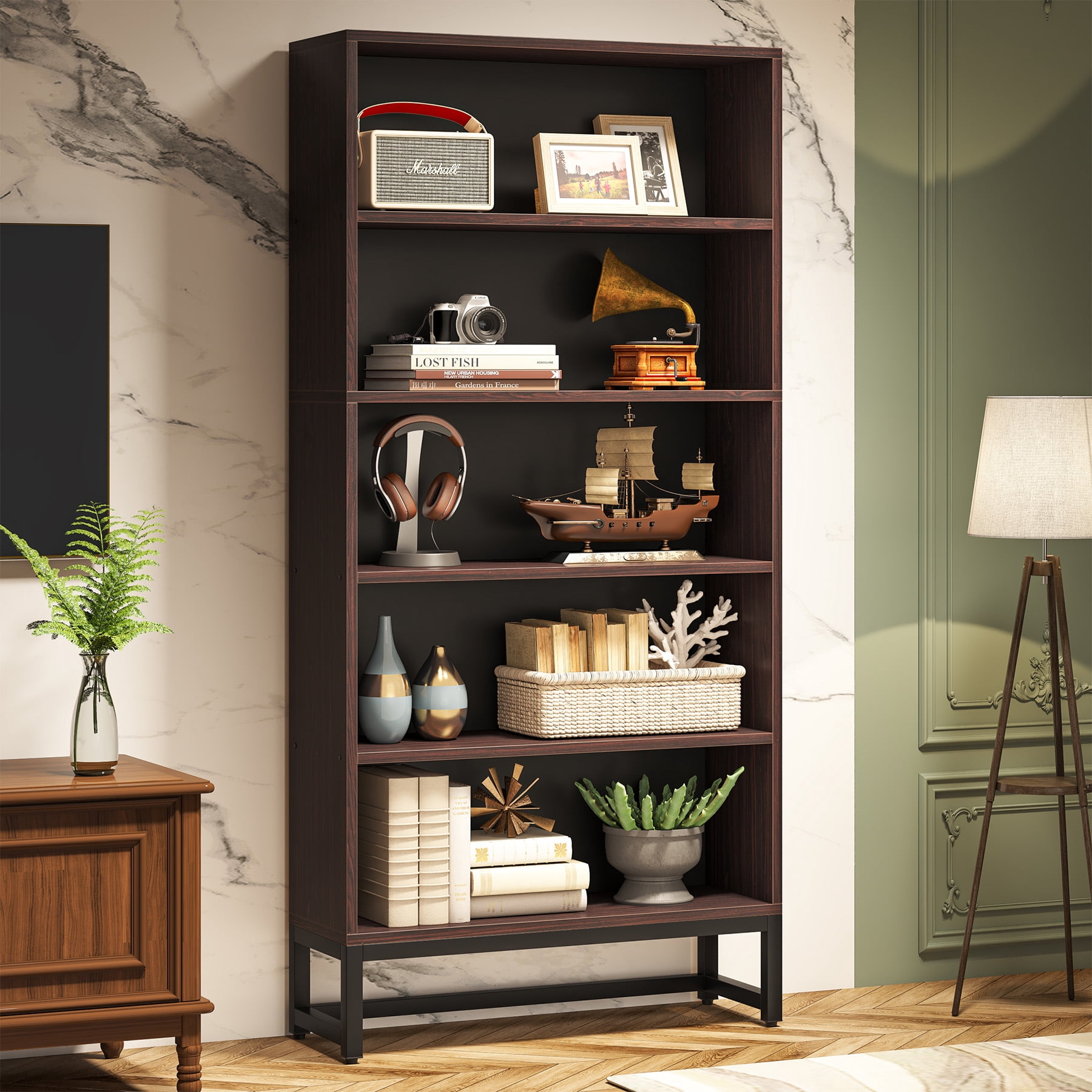 Tribesigns Tall Bookcase and Bookshelf, 70.8" Large Bookcases Organizer with 5-Tier Storage Shelves, Heavy Duty Free-Standing Library Bookshelf Shelving Unit for Living Room, Bedroom