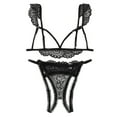 thumbnail image 1 of Gibobby Lencería para sexo Ropa de dormir Conjunto de lencería Plus Sujetador de mujer + Tanga Ropa interior de tamaño de encaje negro (Negro, XL), 1 of 5