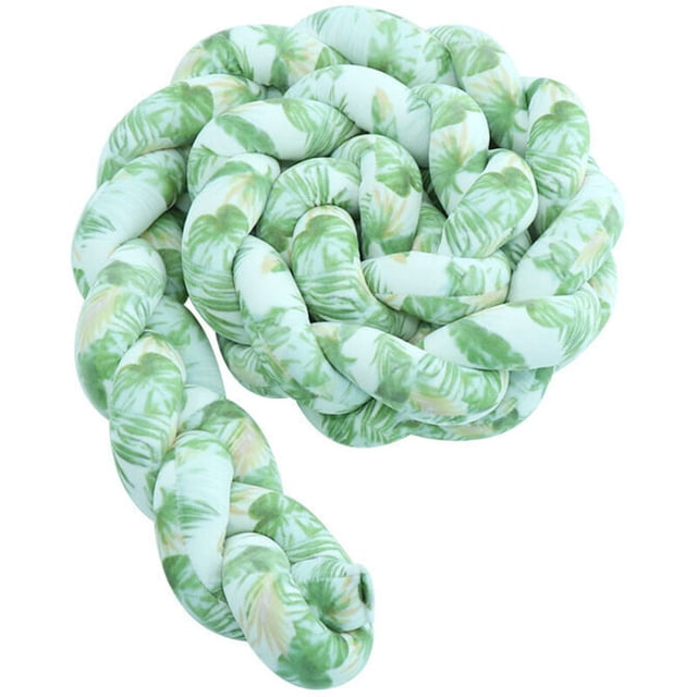 Baby Crib Bumper - 3 Weave Baby Cushion Snake Braided Bumper Velvet Bed Protector Bumper Nursery for Newborns Bed Room Decor with, Leaf Green—1M..