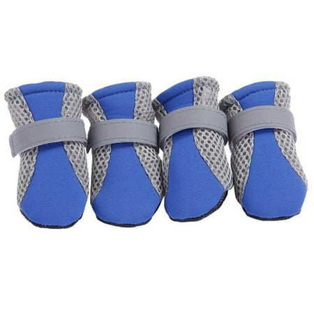 

CUH Cats Fashion Pet Supplies One Fixed Strap Soft Outdoor Warm Paw Protector Mesh Animal Running Dog Shoes Blue M