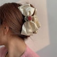 thumbnail image 2 of 2Pcs Jaw Clip for Women, Hair Jewelry, Cloth Fashion Colorful Plastic Hair Clip for Dating, Resistant Large Bow Hair Claw for Women with Long Hair, Beige, 2 of 7