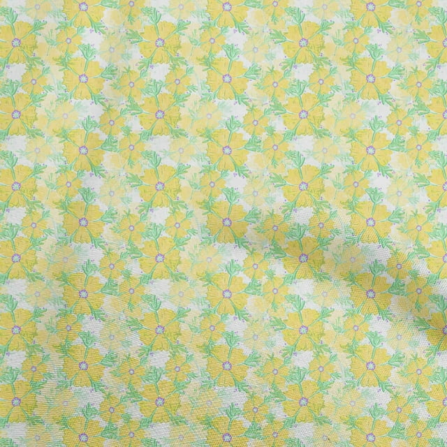 oneOone Rayon Yellow Fabric Floral Sewing Craft Projects Fabric Prints By Yard 56 Inch Wide