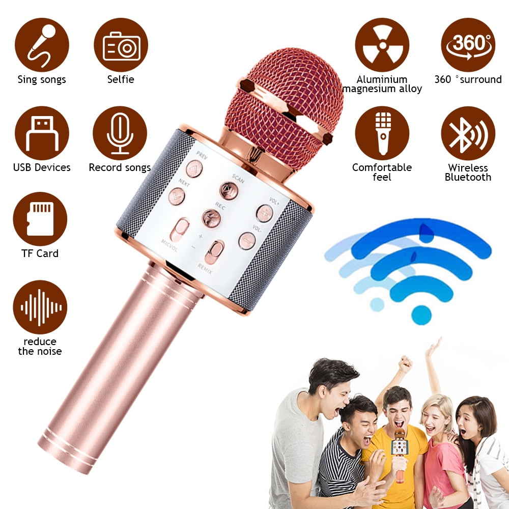 Wireless Bluetooth Karaoke Microphone,DFITO 4in1 Portable Handheld