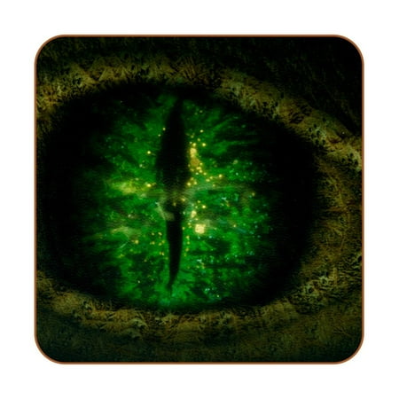 

OWNTA Dark Green Dinosaur Dragon Monster Eye Pattern Premium 6-Piece Square Coaster Set in Microfiber Leather - Non-Slip & Absorbent Cup Mats
