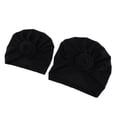 thumbnail image 1 of Tachiuwa 2 Pcs Turban Extensible Noué pour Femmes Bonnet Indien Noir, 1 of 8