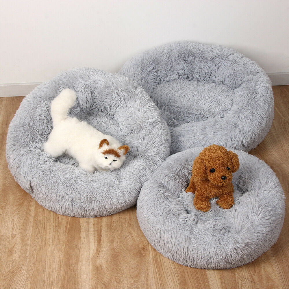 QCHOMEE Soft Plush Round Pet Bed Donut Cuddler Cozy Cat Calming Bed House Warming and Sleeping Winter Pet Cushion Mat Indoor Pet Sofa Nest Room for Small Medium Dog Puppy Kitten Animals 