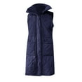 thumbnail image 5 of FUZHIQ Long Puffer Vests for Women Puffer Vest Lightweight Sleeveless Warm Button Full Zip Up Fall Winter Coat Outerwear Puffer Vests Hooded Blue, 5 of 5
