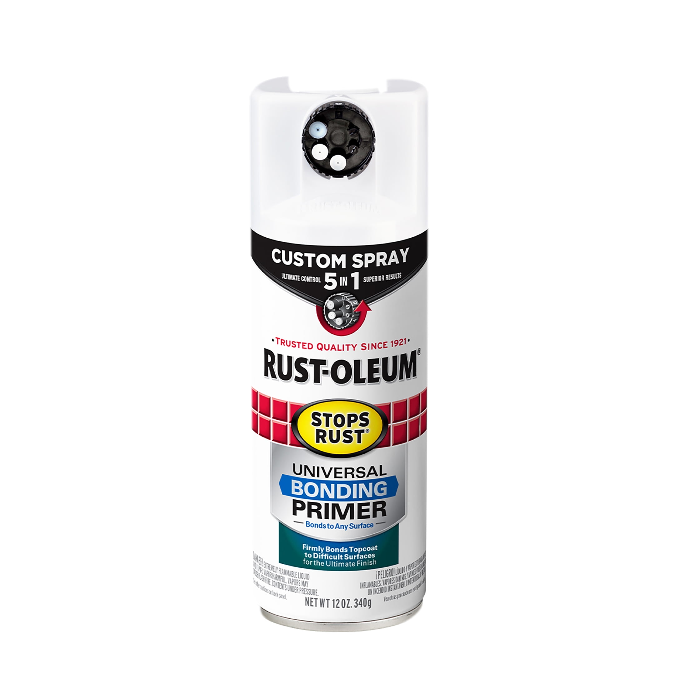 Rust-Oleum Stops Rust Custom 5-in-1 Flat White Universal Bonding Primer Spray-136441, 12 oz, 6 Pack