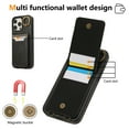 thumbnail image 3 of Wallet Back Case for iPhone 16 Pro Max with Wrist Strap, Stylish Magnetic Card Holder Finger Ring Kickstand PU Leather Lanyard Shockproof Slim Phone Case Cover for iPhone 16 Pro Max, Black, 3 of 9