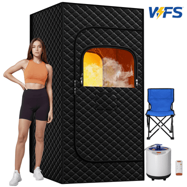Portable Sauna Box Designed for Home Use, Sauna with 5 Min Fast Heating &15 Levels Heat,3L 1000W Steamer and Remote Control , Ideal for Private SPA Experience, 31" x 31" x 71"(Satin Cotton, Black)