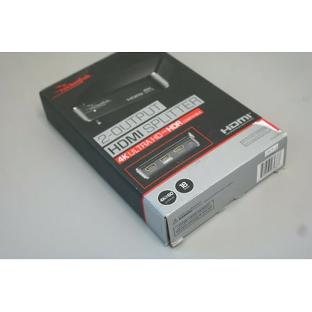 Rocketfish™ - 2-Output HDMI Splitter with 4K at 60Hz and HDR Pass-Through - Black