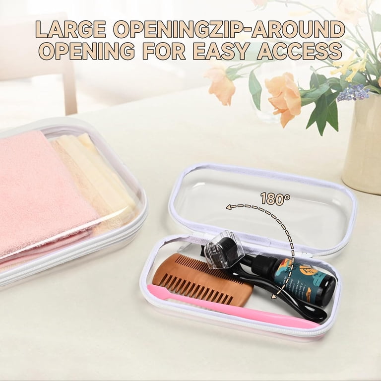 Set of 2 - Hard Sided Clear Zipper Case for Storage - Professional