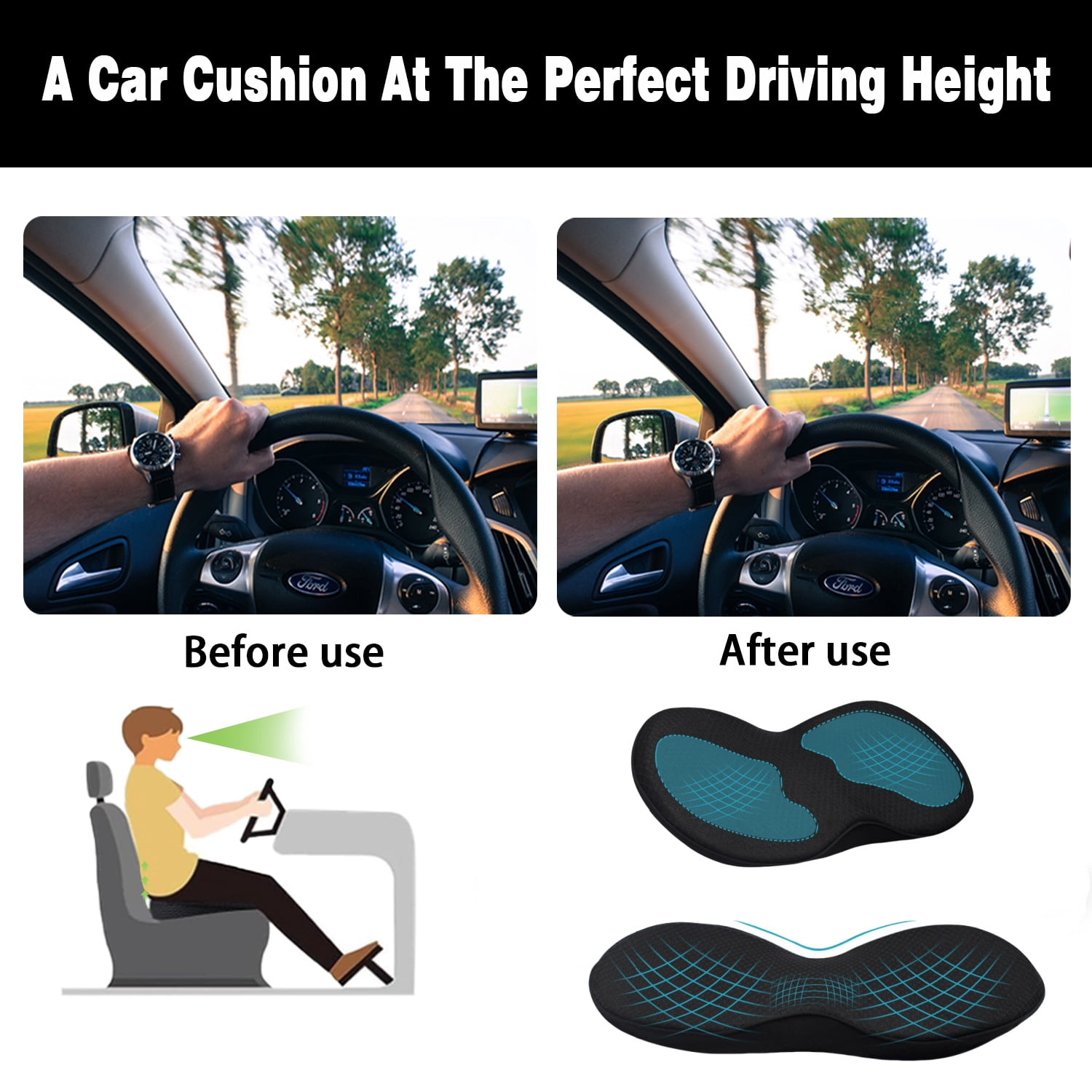 Livtribe Memory Foam Car Seat Cushion - Sciatica & Lower Back India