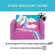 Delta Children Unicorn 2-in-1 Cozy Convertible Flip-Out Foam Chair, Toddler, Pink