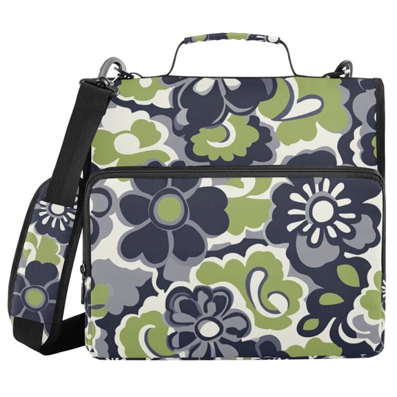 FORMRS Zipper Binder with Shoulder Strap 2-inch Ring 500 Sheet Capacity File Bag, Retro Floral Pattern