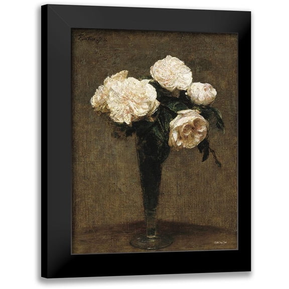 Stellar Design Studio 12x14 Black Modern Framed Museum Art Print Titled - Vintage Floral Vase
