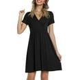 thumbnail image 2 of Babysbule Women's Summer Dresses Clearance Fashion Women Summer Casual V-Neck Solid Short Sleeve Fold Mini Dress, 2 of 8