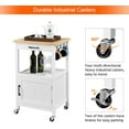 thumbnail image 5 of CRXX Rolling Kitchen Island Utility Cart on Wheels with Wood Top, Storage Drawer Shelf and Side Hooks, for Dining Rooms Kitchens Living Rooms, White, 5 of 9
