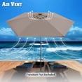 thumbnail image 2 of Sunrise Outdoor Patio 9' Solar LED Lighted Umbrella Market, 8 Aluminium ribs with Tilt and Crank Parasol Table Sunshade Umbrella (Taupe), 2 of 5