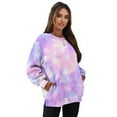 thumbnail image 7 of SCRAWLGOD Tie-Dye Pink Violet Womens Sweatshirts Polyester Crewneck Tops Long Sleeve Loose Fit Lightweight Fall Drop Shoulder Casual Pullover with Pockets, S, 7 of 7