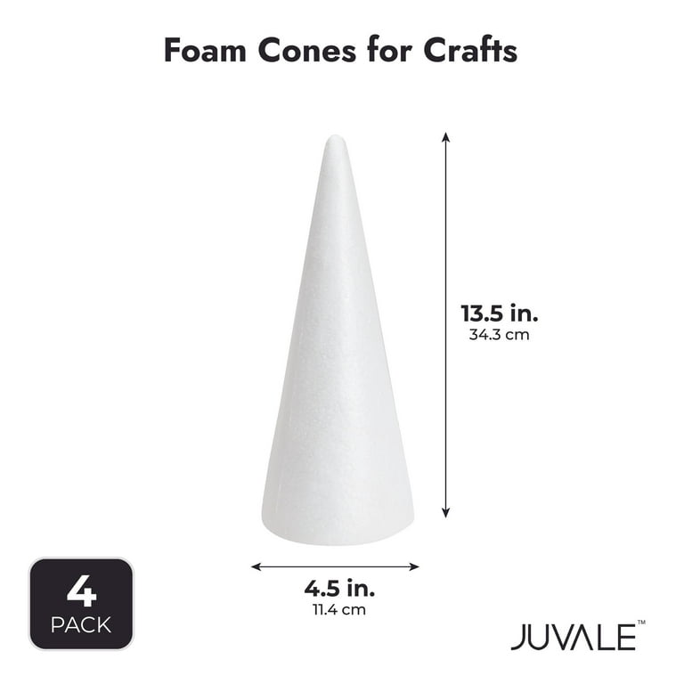 16 Pack Foam Cones for Crafts, 4 Assorted Sizes for Trees, Holiday  Decorations, Handmade Gnomes (White, 2.2-6 in)