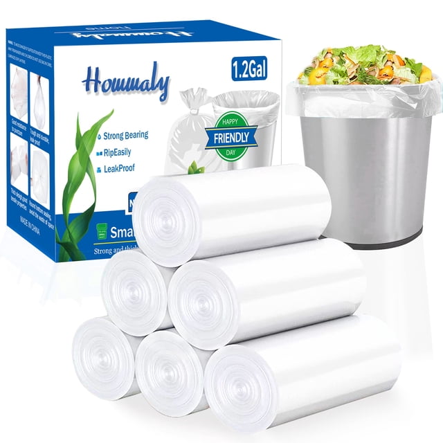 Bolsas para botes de basura Hommaly, de 4,5 a 6 litros, 1,2 galones, 300 unidades, transparentes